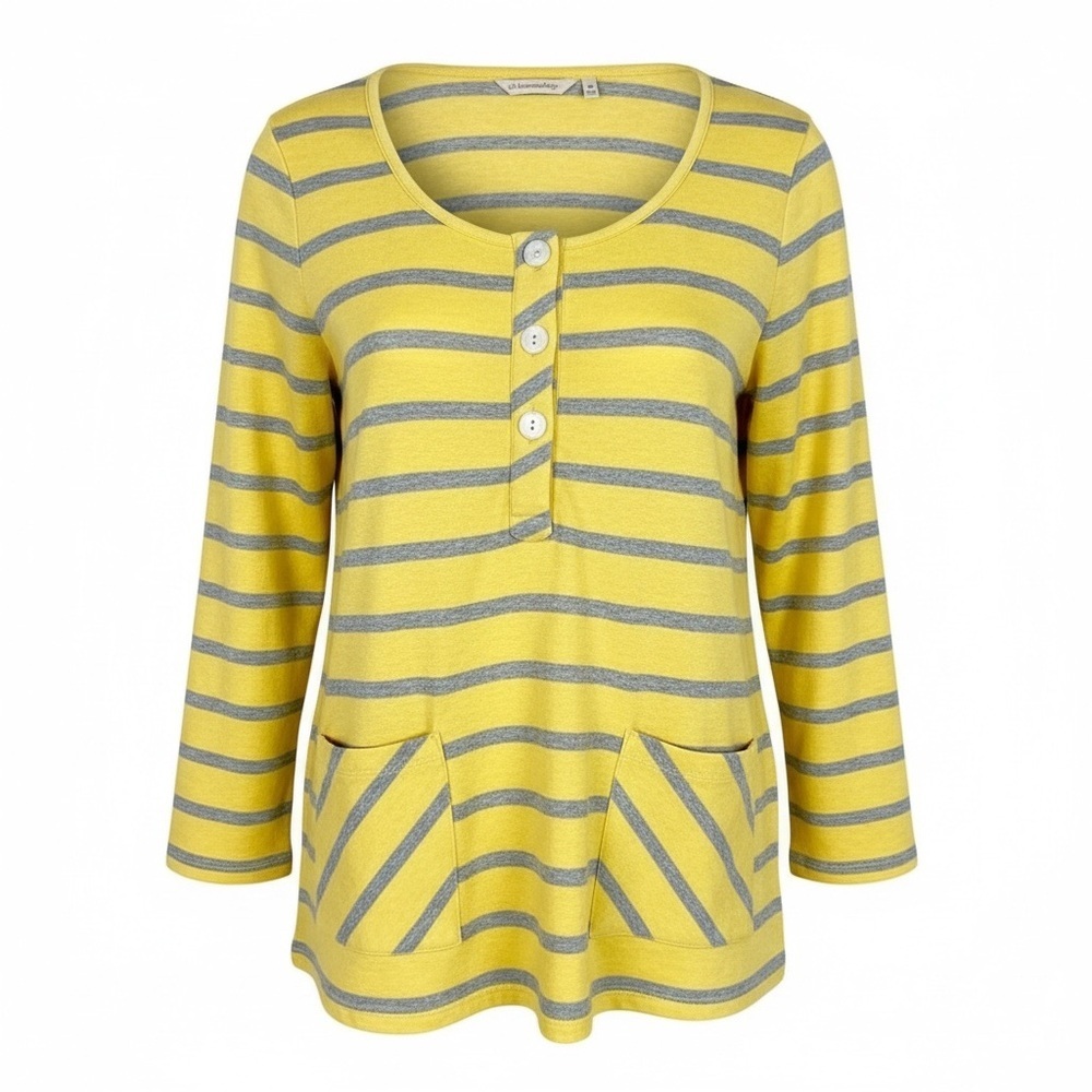 SOFT SURROUNDINGS YELLOW GRAY STRIPE PARKER TUNIC SHIRT WOMENS SZ XS - Picture 7 of 7
